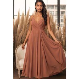 Lulus Lovely Rusty Rose Bridesmaid Maxi Dress Large NWT Formal Wedding Gown